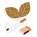 3D Isometric Flat Vector Set of Smoker Collection. Item 1