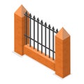 3D Isometric Flat Vector Set of Terrace Fences and Gates. Item 1 Royalty Free Stock Photo