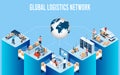 3D isometric Global logistics network concept with Transportation operation service, Supply Chain Management - SCM, Company Royalty Free Stock Photo