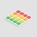 3D isometric grid dashboard with colorful gradient tiles, data visualization matrix chart icon for analytics reporting KPI Royalty Free Stock Photo