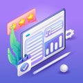 3D Isometric illustration, Cartoon. Concept of online courses, online education, tutorial. Vector icons for website Royalty Free Stock Photo