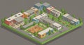A 3D isometric illustration of a modern school campus features Royalty Free Stock Photo