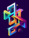 3D Isometric impossible colorful shapes. Abstract geometric composition