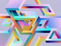 3D Isometric impossible colorful shapes.