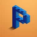 3d isometric letter P of the alphabet. 3d isometric plastic letter from the constructor blocks Royalty Free Stock Photo