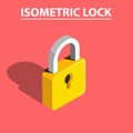 3D isometric lock vector