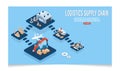 3D isometric Logistics Supply Chain Management concept with description of Fleet management, Warehousing, Materials handling, Royalty Free Stock Photo