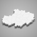 3d isometric map of Akmola oblast is a region of Kazakhstan Royalty Free Stock Photo