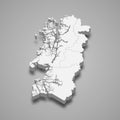 3d isometric map of Aysen is a region of Chile
