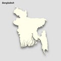 3d isometric map of Bangladesh isolated with shadow