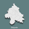 3d isometric map of Belgrade is a city of Serbia Royalty Free Stock Photo