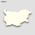 3d isometric map of Bulgaria isolated with shadow