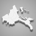3d isometric map of Calabarzon is a region of Philippines Royalty Free Stock Photo