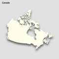 3d isometric map of Canada isolated with shadow