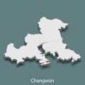 3d isometric map of Changwon is a city of Korea