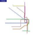 Map of the Chicago metro subway. Template of city transportation Royalty Free Stock Photo