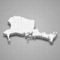 3d isometric map of Chiriqui is a province of Panama