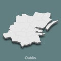 3d isometric map of Dublin is a city of Ireland