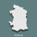 3d isometric map of Duisburg is a city of Germany