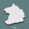3d isometric map of Essen is a city of Germany