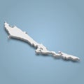 3d isometric map of Exuma is an island in Bahamas