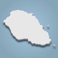 3d isometric map of Graciosa is an island in Azores islands
