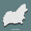 3d isometric map of Guarulhos is a city of Brazil