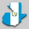 3d isometric Map of Guatemala with national flag Royalty Free Stock Photo