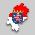 3d isometric Map of Hesse is a state of Germany Royalty Free Stock Photo