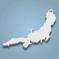 3d isometric map of Honshu is an island in Japan
