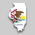 3d isometric Map of Illinois is a state of United States