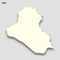 3d isometric map of Iraq isolated with shadow