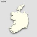 3d isometric map of Ireland isolated with shadow