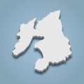 3d isometric map of Islay is an island in Scotland