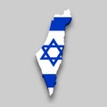 3d isometric Map of Israel with national flag. Royalty Free Stock Photo