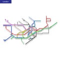 Map of the London metro subway. Template of city transportation Royalty Free Stock Photo