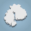 3d isometric map of Mount Desert is an island in Maine, isolated