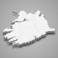 3d isometric map of Munster is a province of Ireland