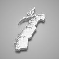 3d isometric map of Nordland is a county of Norway