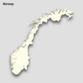3d isometric map of Norway isolated with shadow