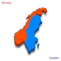 3d isometric map Norway and Sweden relations