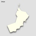 3d isometric map of Oman isolated with shadow