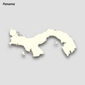 3d isometric map of Panama isolated with shadow