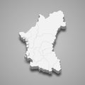 3d isometric map of Perak is a state of Malaysia Royalty Free Stock Photo