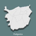 3d isometric map of Podgorica is a city of Montenegro