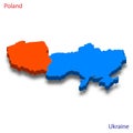 3d isometric map Poland and Ukraine relations