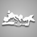 3d isometric map of Roman Empire isolated with shadow Royalty Free Stock Photo