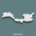 3d isometric map of Rotterdam is a city of Netherlands