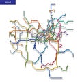 3d isometric Map of the Seoul metro subway. Royalty Free Stock Photo