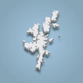 3d isometric map of Shetland Islands is an archipelago in Scotla